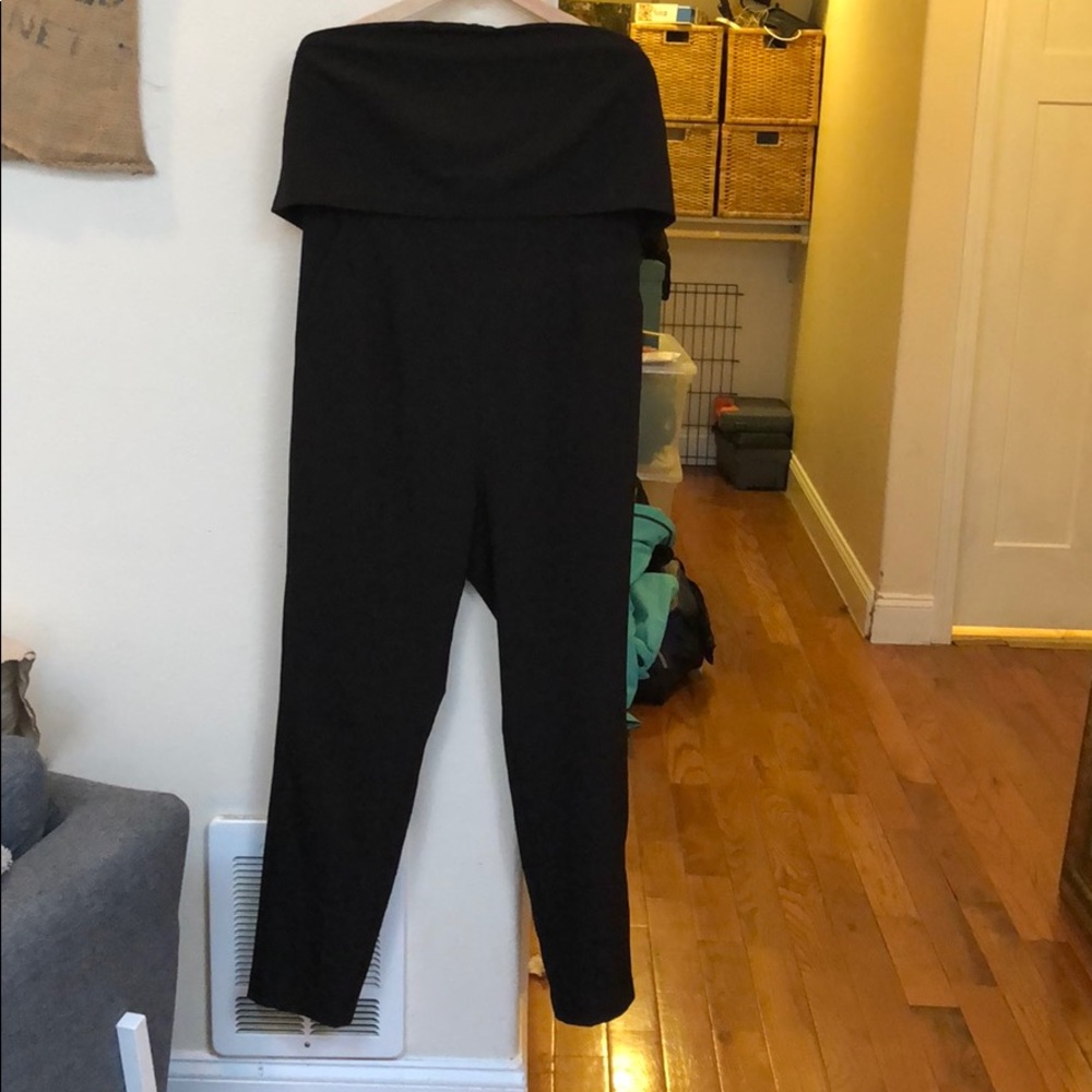 Black, strapless jumpsuit